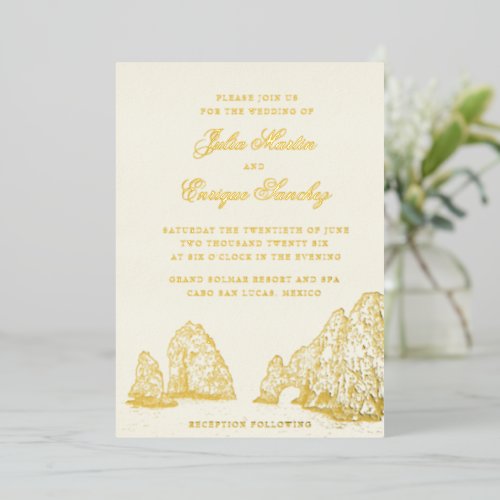 El Arco Cabo San Lucas Arch Weddining Foil Invitation