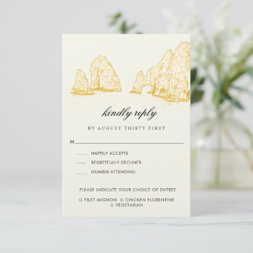 El Arco Cabo San Lucas Kindly Reply | Meal Options RSVP Card