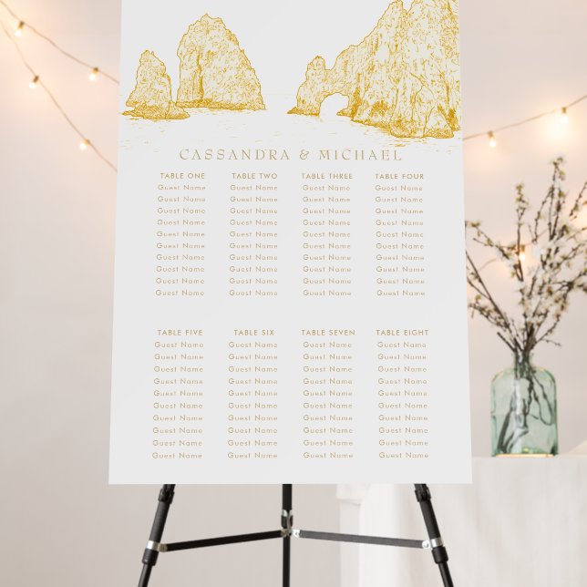 El Arco Cabo San Lucas Wedding Seating Chart Foam Board (In Situ (Stand))