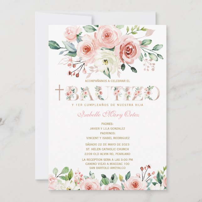 El Bautizo y Primer Añito invitación de nuestra hi Invitation (Front)