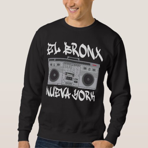 El Bronx Nueva York Boom Box Graffiti Lettering Sweatshirt