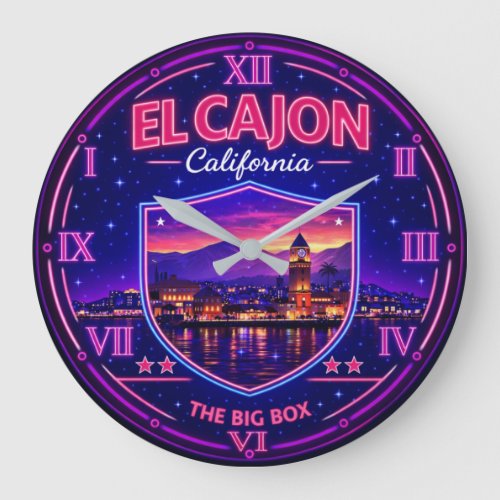 El Cajon California Valley Lights Neon Large Clock