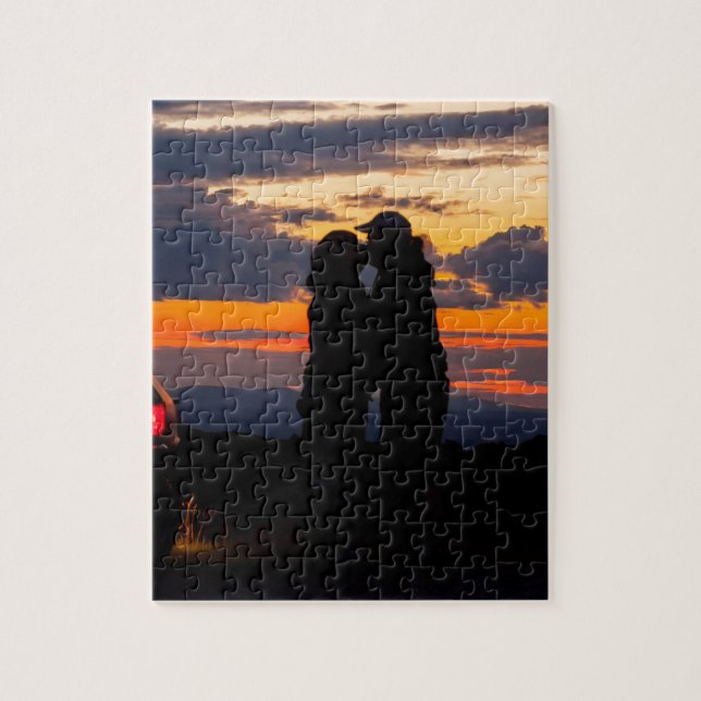 El Camino at the sunset with couple kissing. Jigsaw Puzzle (Vertical)
