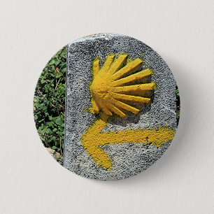 El Camino de Santiago de Compostela, Spain, shell Pinback Button