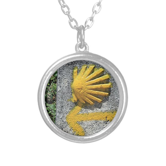 El Camino de Santiago de Compostela, Spain, shell Silver Plated Necklace (Front)