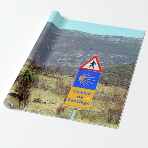 El Camino de Santiago de Compostela Spain sign Wrapping Paper