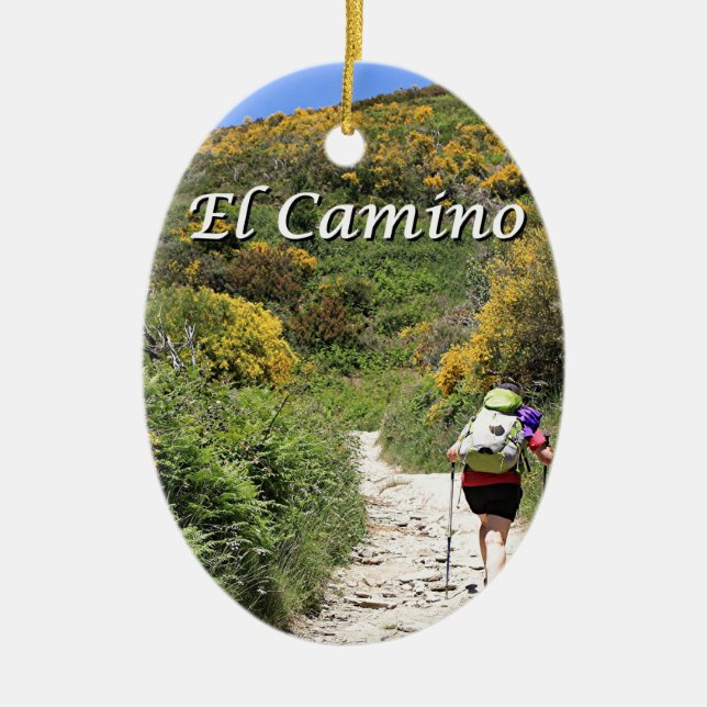 El Camino de Santiago de Compostela, Spain, trail Ceramic Ornament (Front)