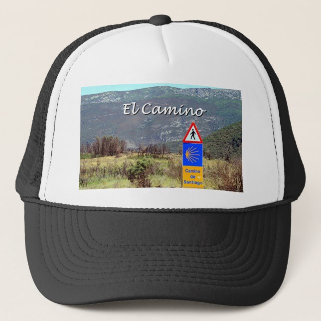 El Camino de Santiago sign (caption) Trucker Hat (Front)