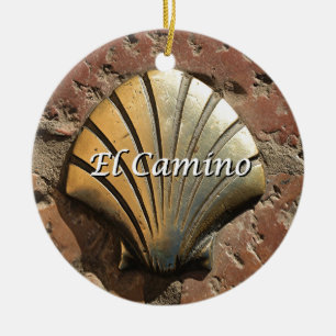 El Camino gold shell, Leon (caption) Ceramic Ornament