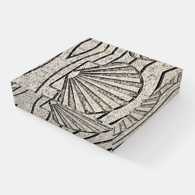 El Camino shell sign, pavement, Spain  Paperweight (Angled)