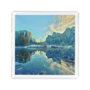 El Capitan and Three Brothers Reflection Acrylic Tray