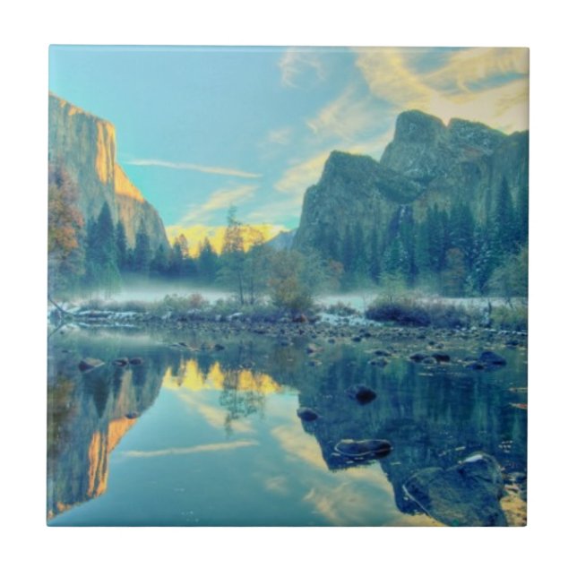 El Capitan and Three Brothers Reflection Ceramic Tile (Front)
