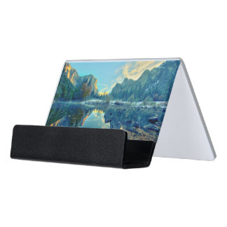 El Capitan and Three Brothers Reflection Desk Business Card Holder