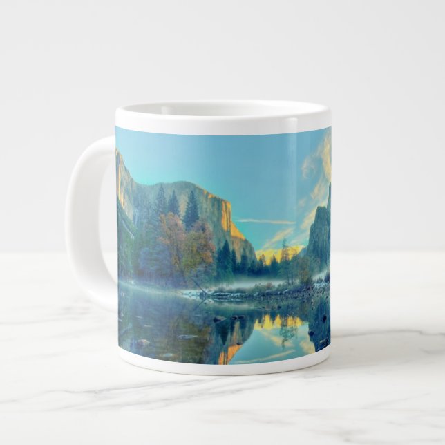 El Capitan and Three Brothers Reflection Giant Coffee Mug (Front Left)