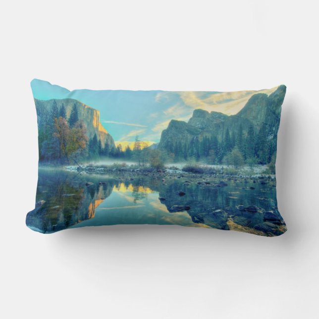 El Capitan and Three Brothers Reflection Lumbar Pillow (Front)