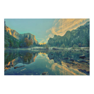 El Capitan and Three Brothers Reflection Wood Wall Decor