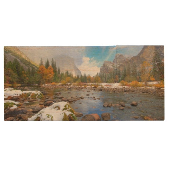 El Capitan and Three Brothers Wood USB Flash Drive (Front)