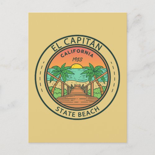 El Capitan State Beach California Circle Badge Postcard