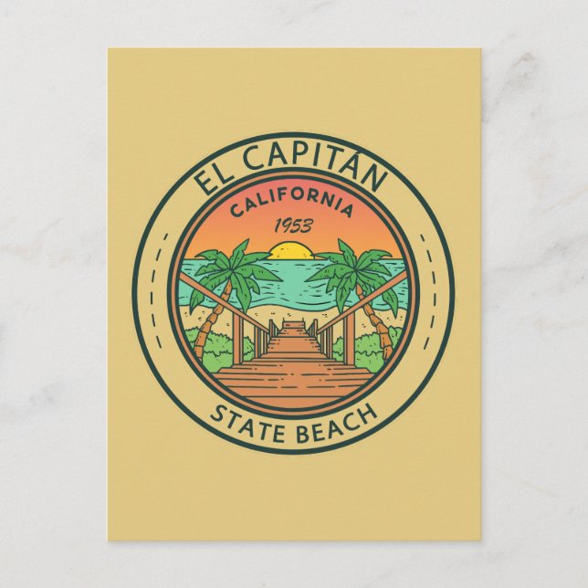 El Capitan State Beach California Circle Badge Postcard (Front)