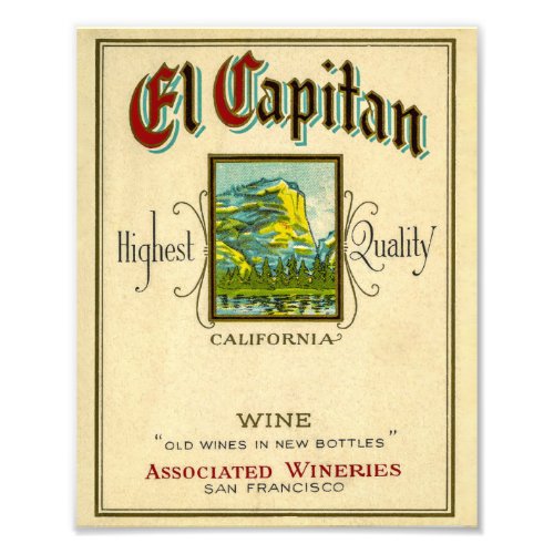 El Capitan Wine packing label Photo Print