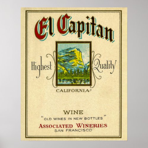 El Capitan Wine packing label Poster