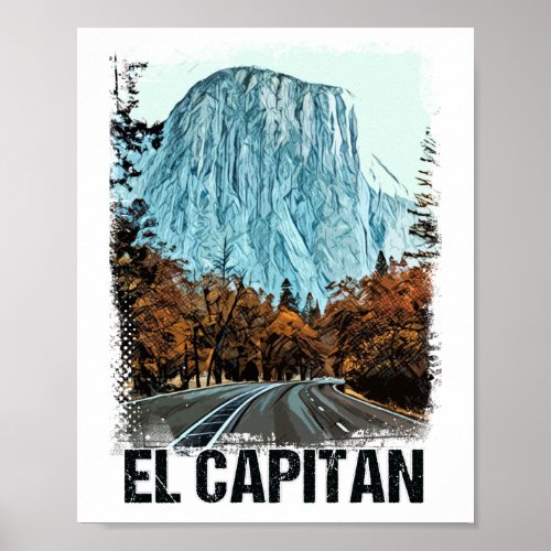 El Capitan Yosemite National Park Vintage Retro Poster
