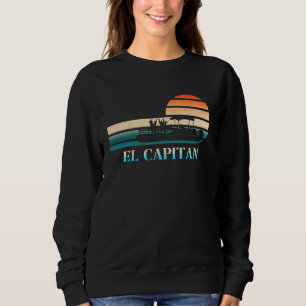 El Captain Pontoon Boat  Boating Lake Retro Sunset Sweatshirt