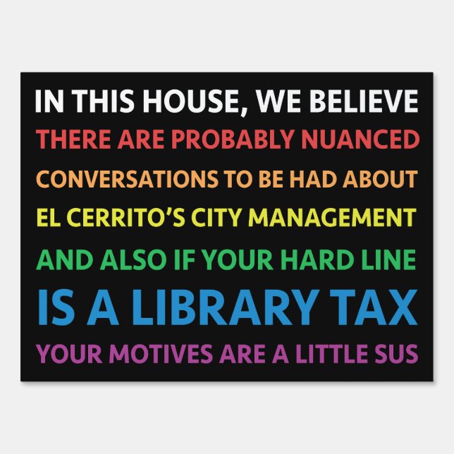 El Cerrito Library Tax Supporter Sign (Front)