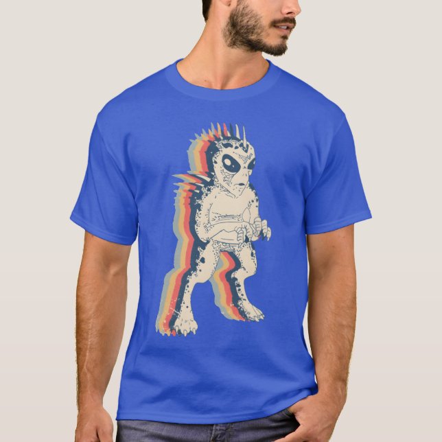 El Chupacabra Cryptid Cryptozoology Retro Line Art T-Shirt (Front)