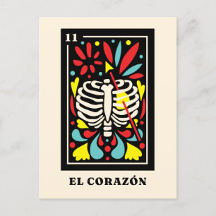 El Corazon Mexican style Tarot design Postcard