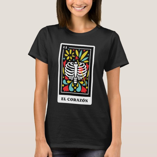 El Corazon Mexican style Tarot design T-Shirt (Front)
