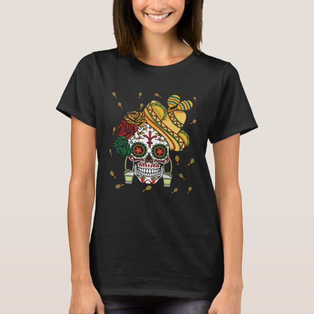 El Dia De Los Muertos Taco Tequila Shot Happy Cinc T-Shirt (Front)