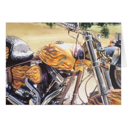 "El Diablo" motorcycle in the Desert Watercolor Card