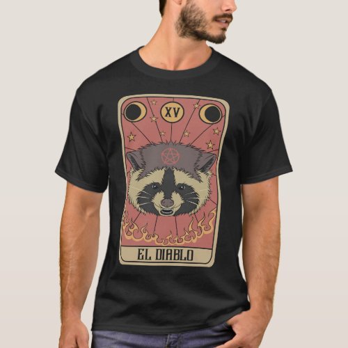 El Diablo Raccoon Tarot Card Satanic Trash Panda A T_Shirt