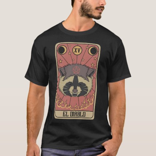 El Diablo Raccoon Tarot Card Satanic Trash Panda A T_Shirt