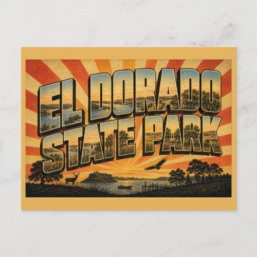 El Dorado State Park Kansas Flint Hills Lake Art Postcard
