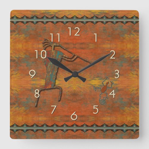 El Flautista The Flute Player Square Wall Clock