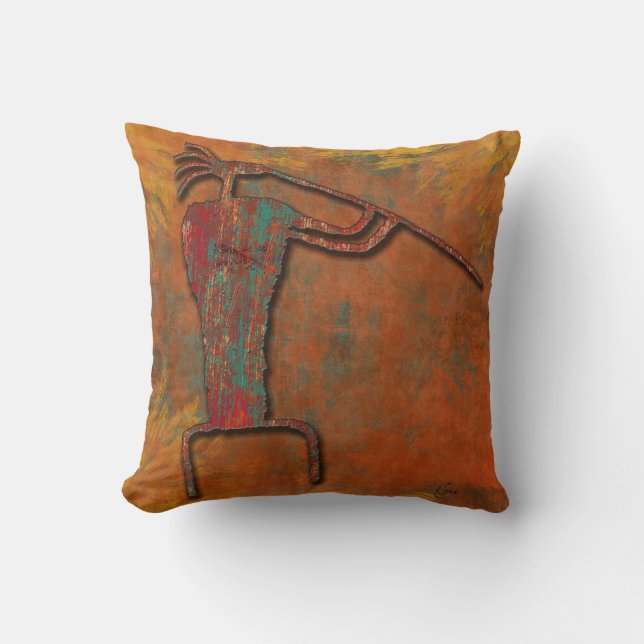 El Flautista (The Flute Player) Throw Pillow (Front)