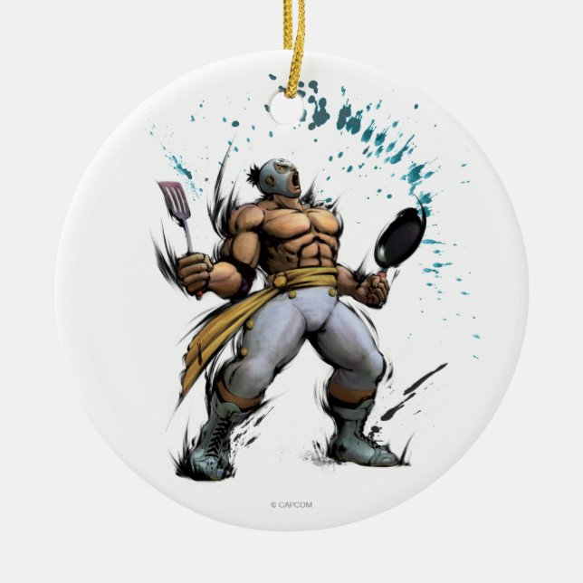 El Fuerte With Frying Pan Ceramic Ornament (Front)