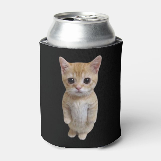 El Gato Cat Meme Double Sided Black Can Cooler (Can Front)