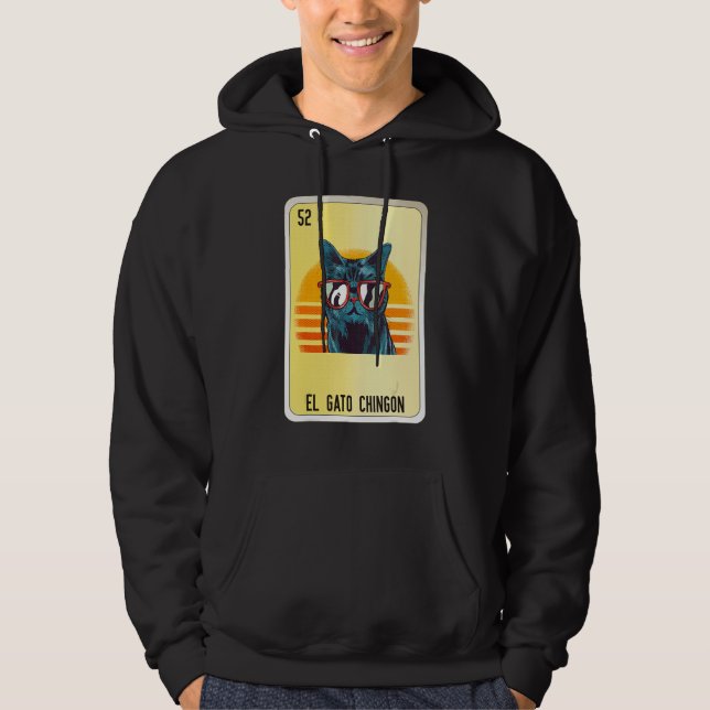El Gato Chingon Mexican Slang Lottery Bingo Cards Hoodie (Front)