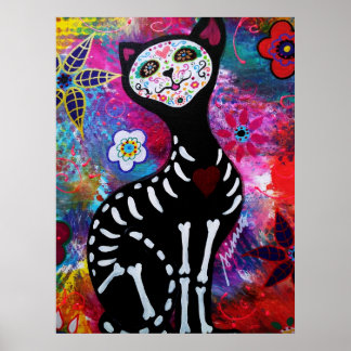 EL GATO II DAY OF THE DEAD PAINTING POSTER