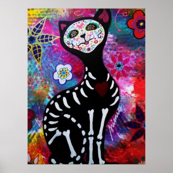 El Gato Ii Day Of The Dead Painting Poster by prisarts at Zazzle