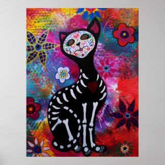 EL GATO II DAY OF THE DEAD PAINTING POSTER
