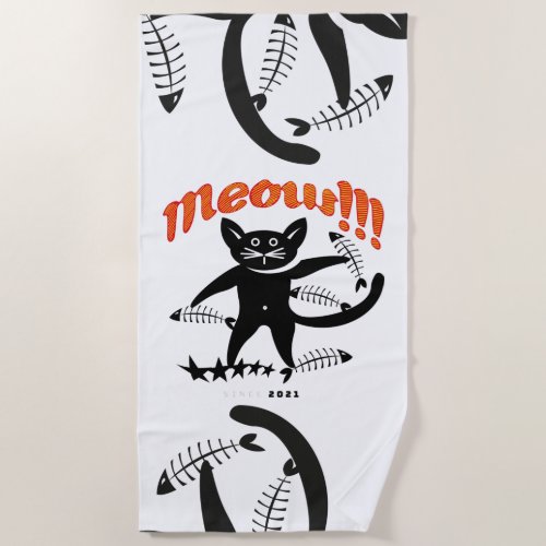 El gato meow  version en Ingles Beach Towel