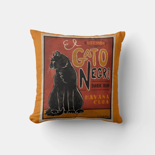 El Gato Negro Throw Pillow (Front)