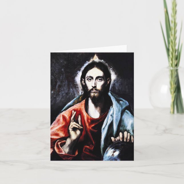 El Greco Christ Blessing Note Card (Front)