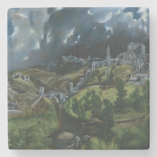 EL GRECO _ View of Toledo 1596 Stone Coaster