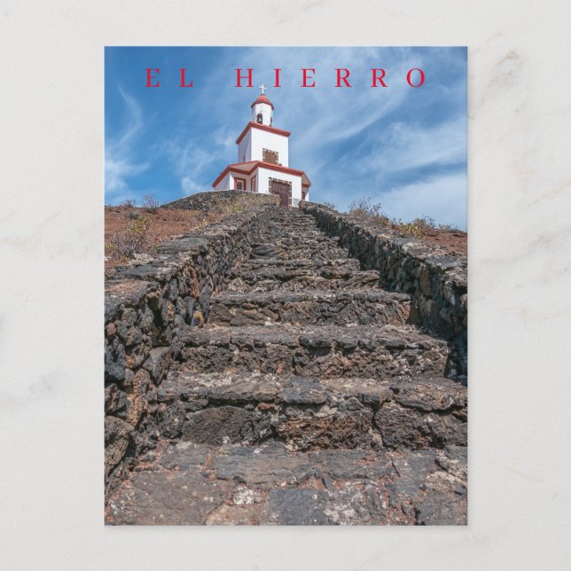 El Hierro church steeple view postcard (Front)