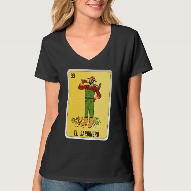 El Jardinero Mexican Slang Lottery Bingo Cards T-Shirt (Front)